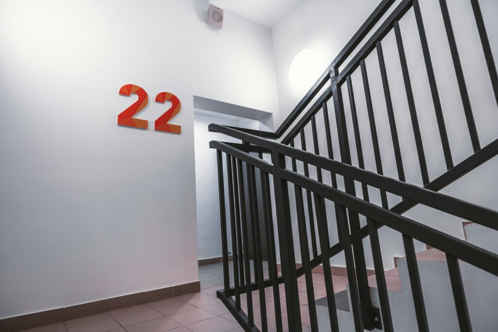 Office stairway, exit to the floor